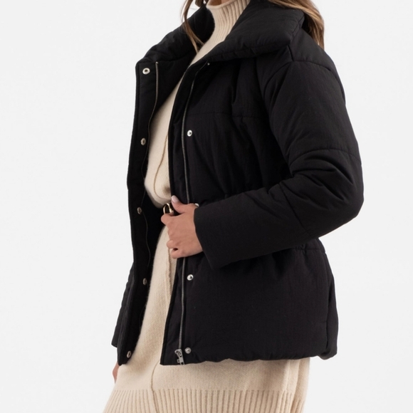 #9184🛑M, L Brand New! Elastic Waist Zip-Up Puffer Jacket - Picture 10 of 10